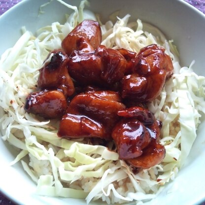 照り焼きおいしいです❤タレのついたご飯もおいしかったです❤ 一人ランチにすぐ作れていいですね♪